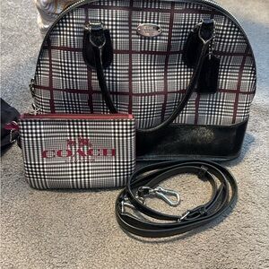 Coach Peyton Cora Glen domed satchel with long strap and matching wristlet